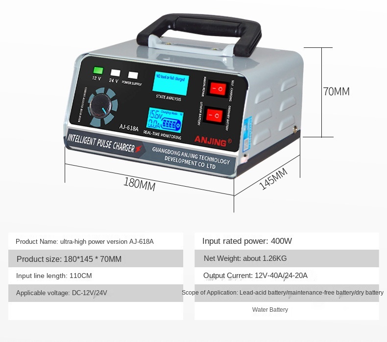 Nabíječka autobaterií - vhodná i pro autobusy 12V/24V - 400W