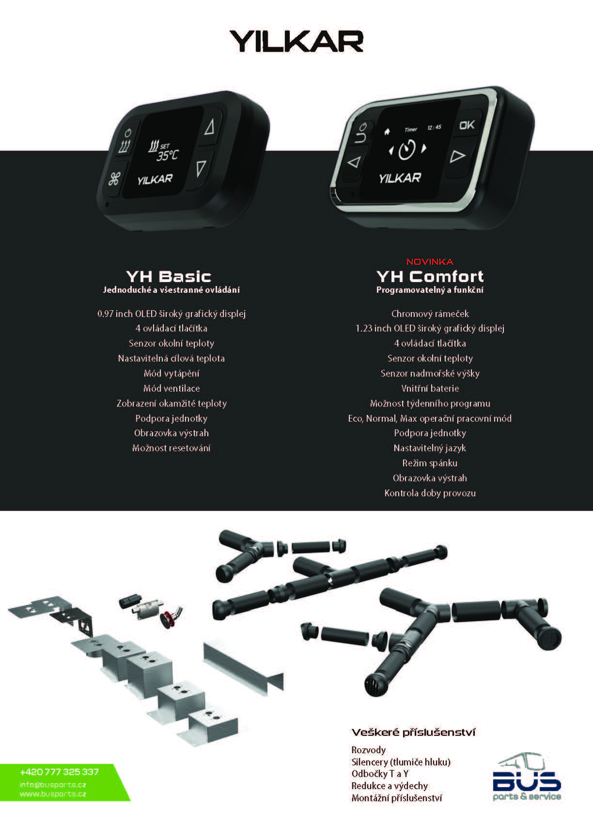 Horkovzdušné nezávislé topení YH 2kW 12V - vestavbový kompletní set